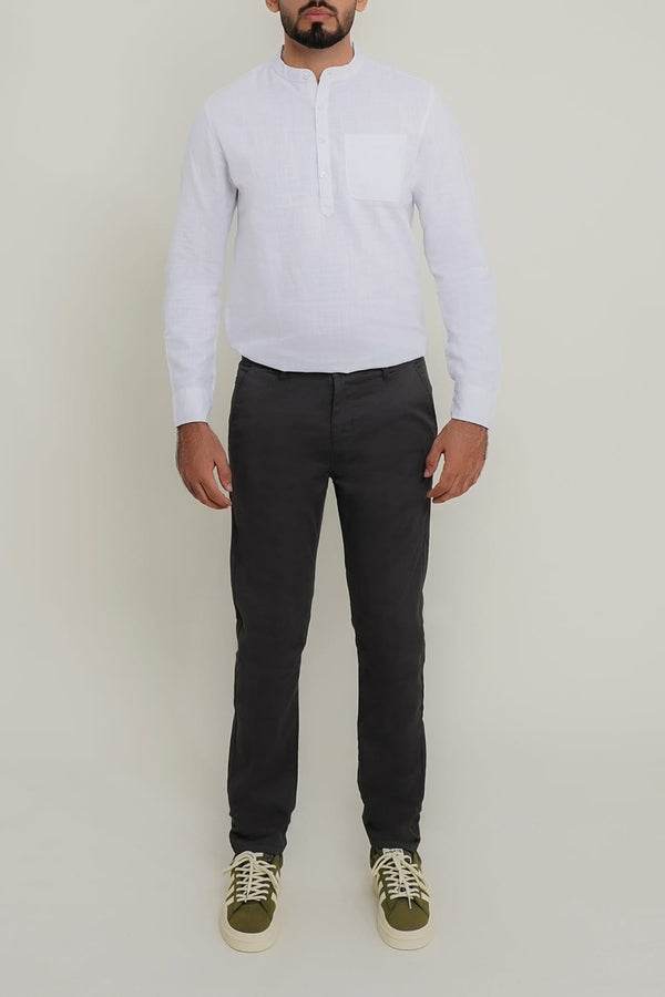 Men Dark Grey Cotton Chino Pant