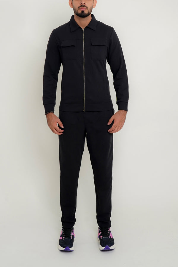 Men Black Zipper With Front Pocket