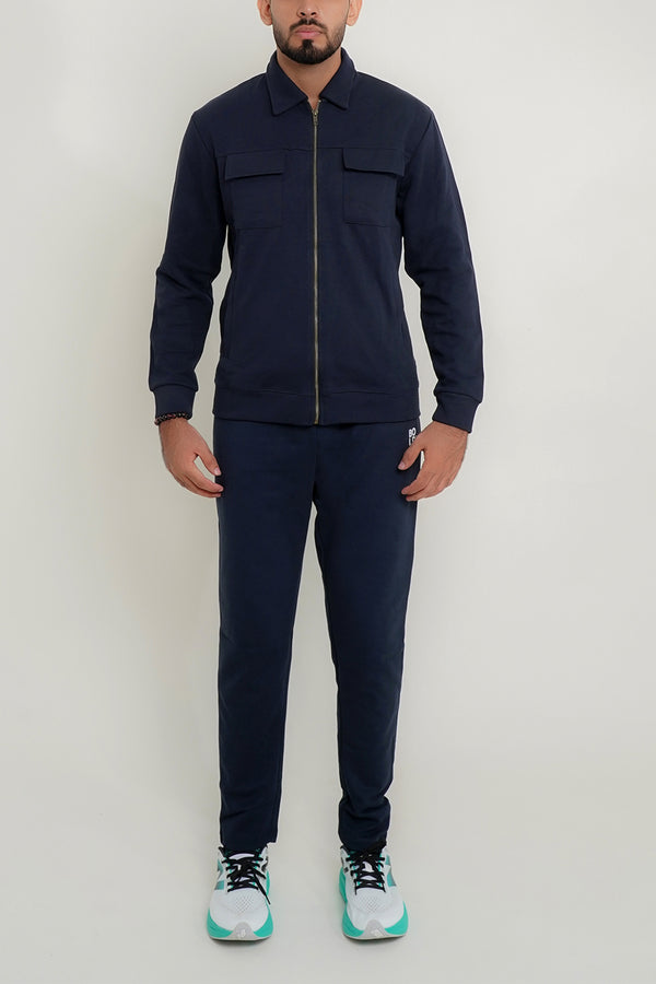 Men Navy Zipper With Front Pockets