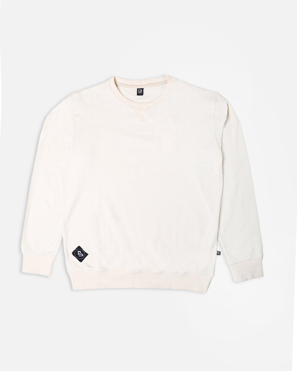 Men Off White Tharmal Sweat Shirt With Dtm Rib