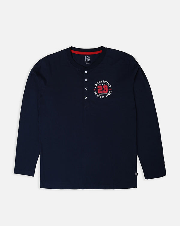 Men Navy Tharmal Sweat Shirt With Dtm Rib