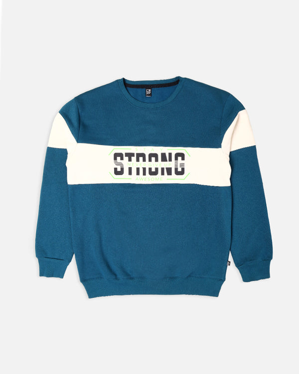 Mens Teal Sweatshirt With Strong Printed Panel