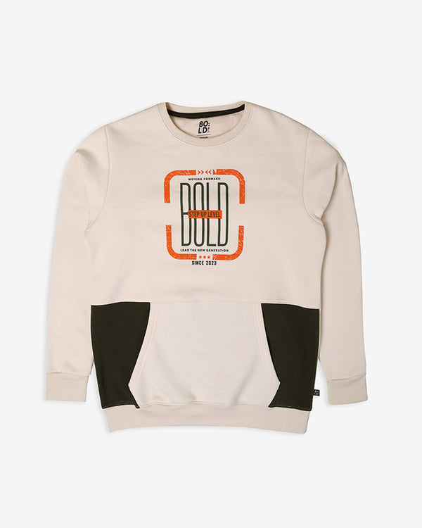 Men Bold Printed Sweat Shirt With Front Pocket