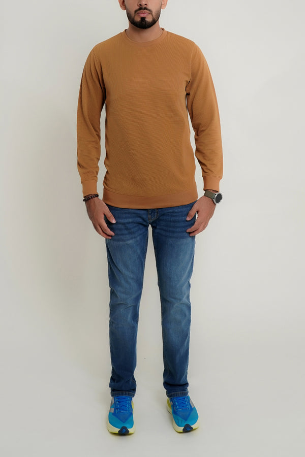 Mens Camel Thermal Sweat Shirt