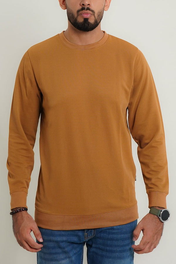 Mens Camel Thermal Sweat Shirt