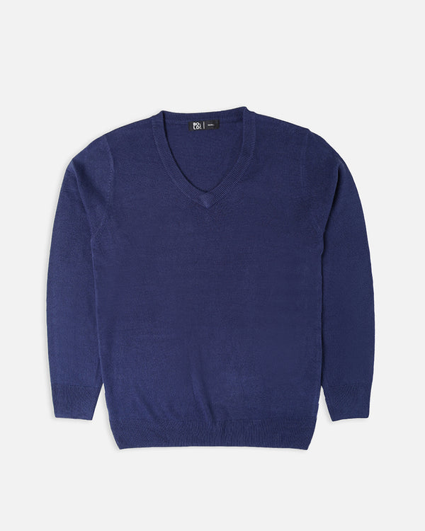 Mens V-Neck Navy Full Sleeve Sweater