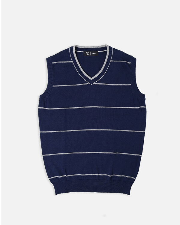 Mens V-Neck Blue Lining Sweater