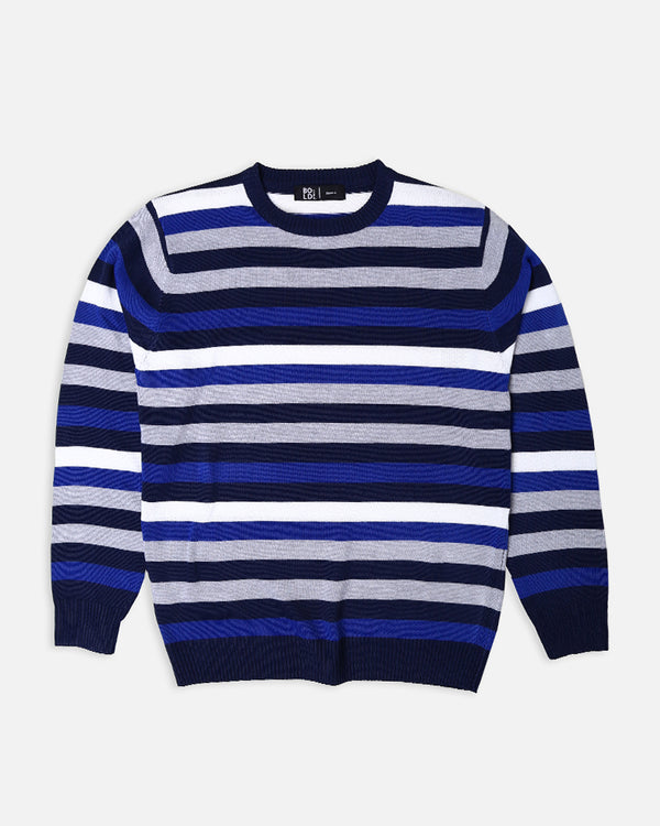 Mens Multi Striper Round Neck Sweater