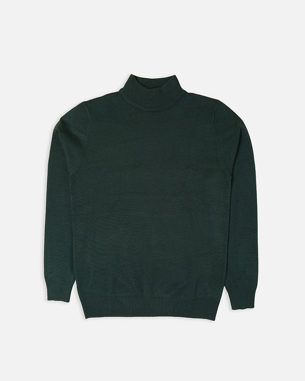 Mens Green Basic Mock Neck Sweater