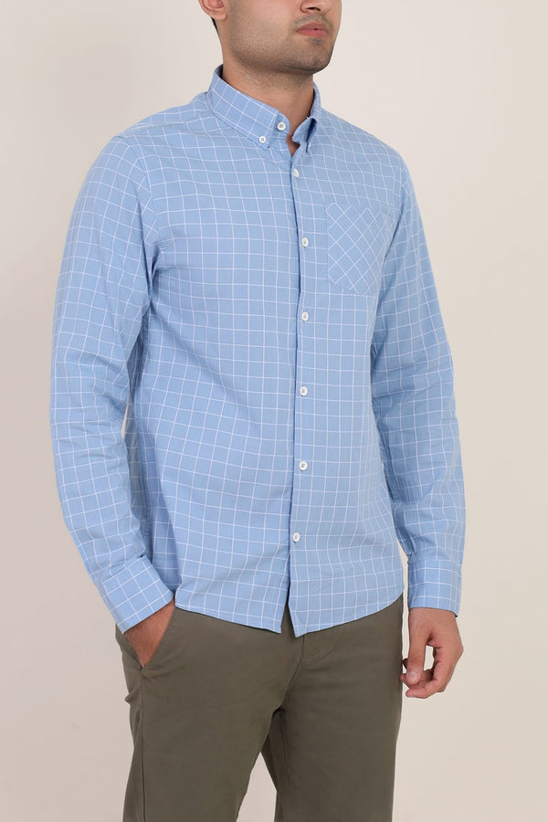 Mens Sky Blue Casual Shirt
