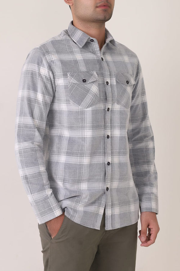 Men Grey Check Casual Shirt