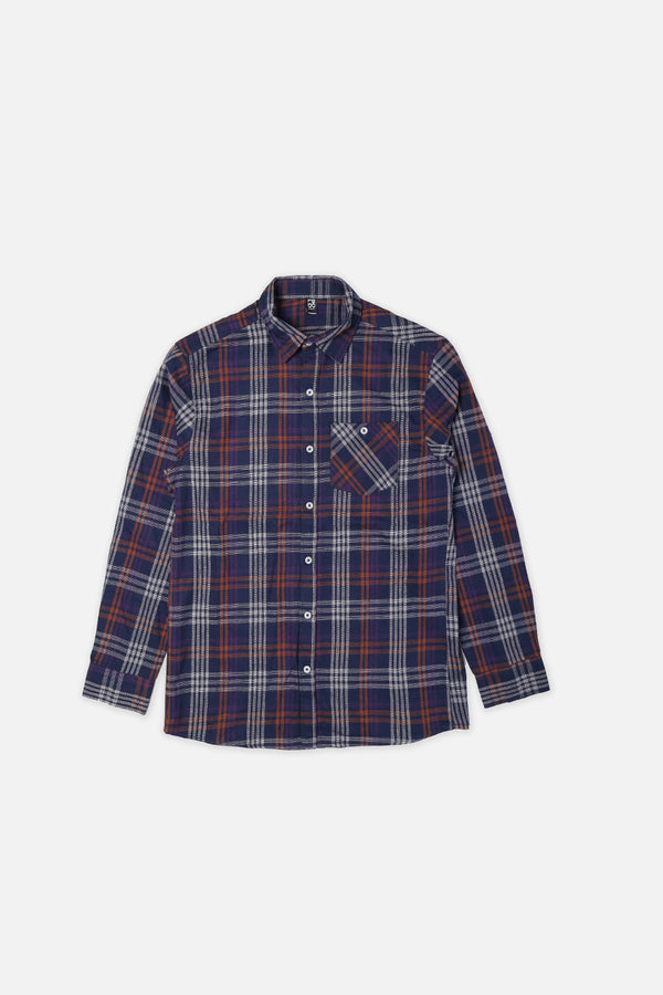 Men Navy Check Casual Shirt