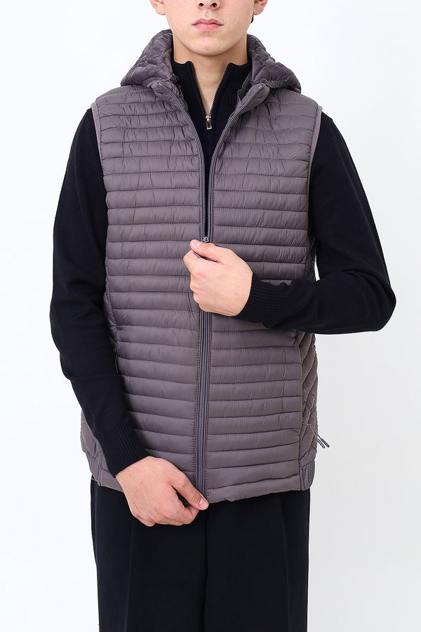 Men Dark Grey Sleeve Less Jacket