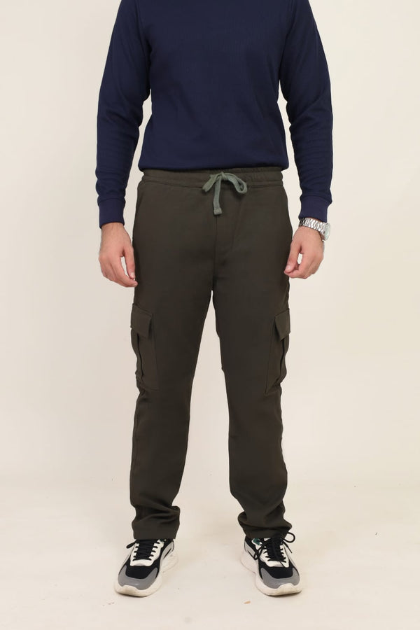 Men Brown Cotton Cargo Trouser