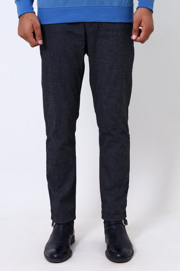 Men Charcoal Texture Cotton Chino Pant
