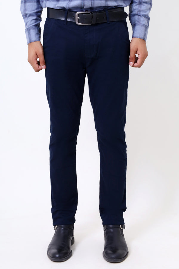 Men Navy Cotton Chino Pant
