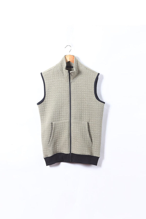 Bold Street Store -  Olive Half Sleeves Zipper with Grid Pattern