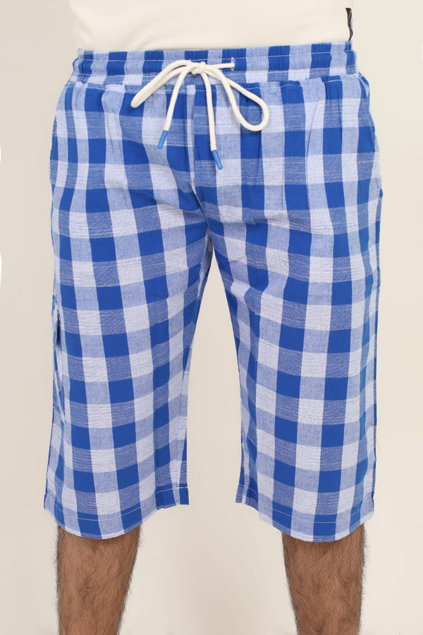 Mens Blue Check Shorts