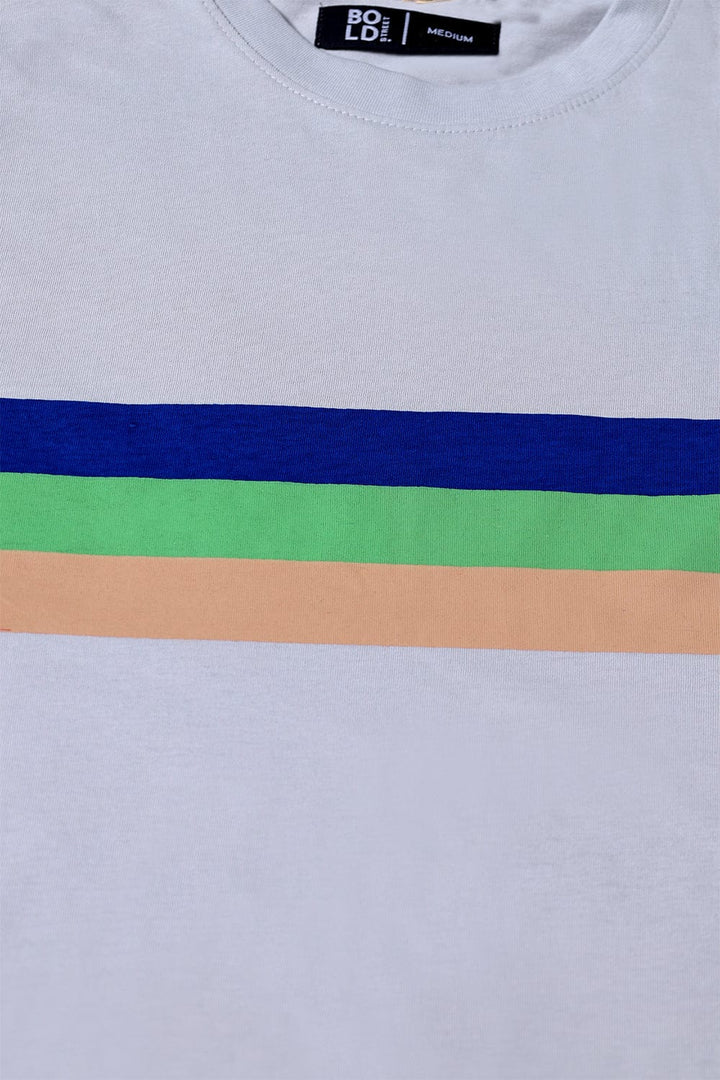 Bold Street Store -  Light Grey T-Shirt with Multi Color Stripes