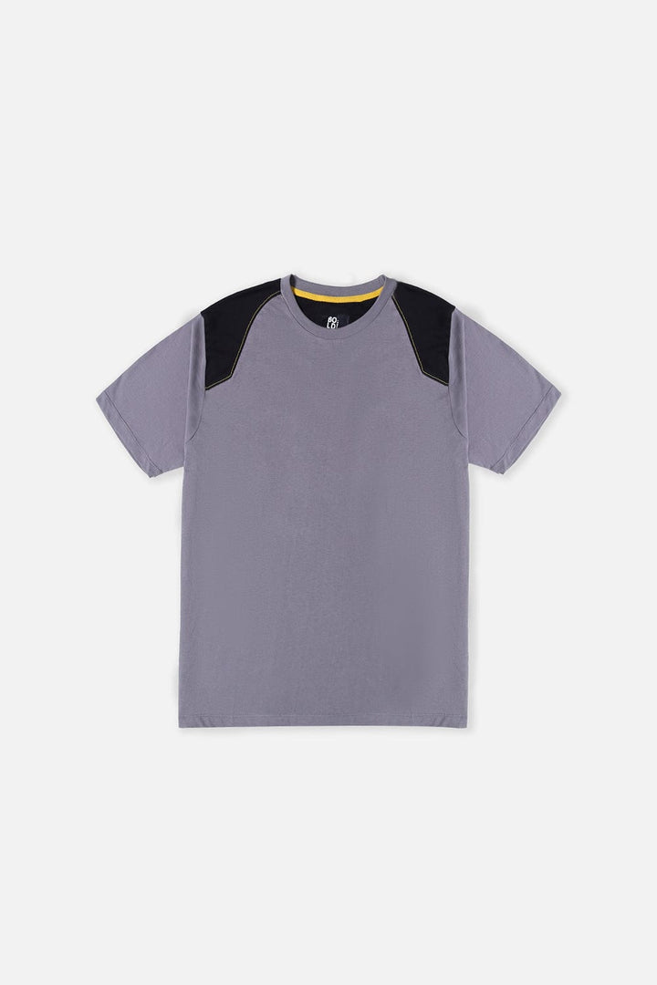 Bold Street Store -  Grey T-Shirt with Black Shoulder Panels