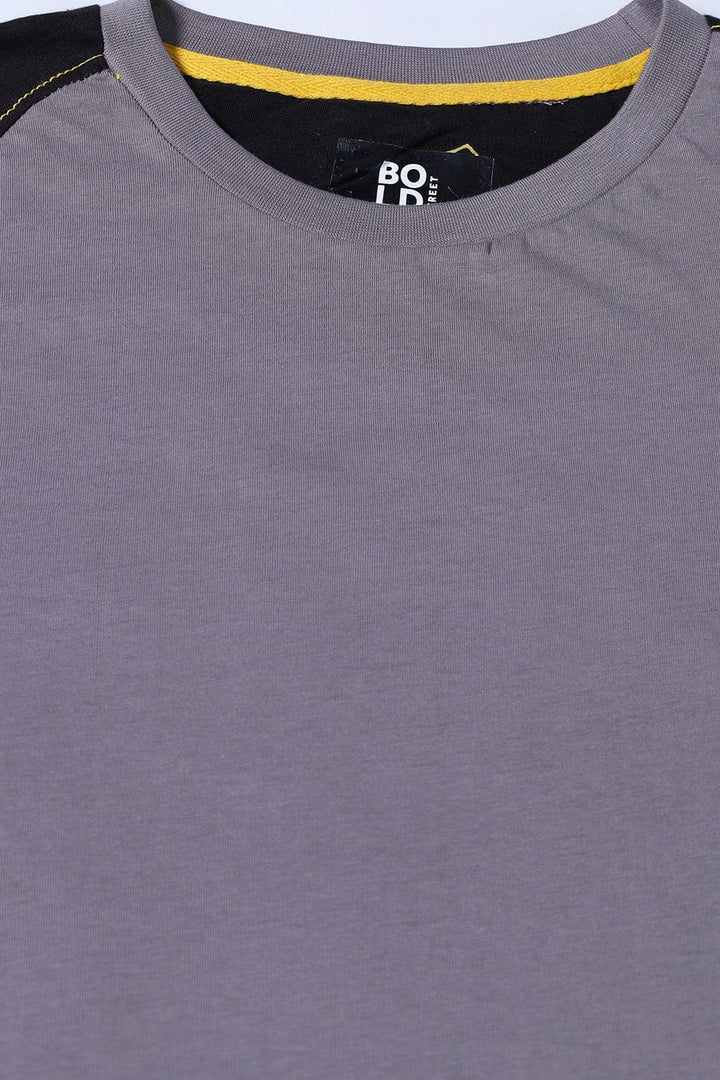 Bold Street Store -  Grey T-Shirt with Black Shoulder Panels