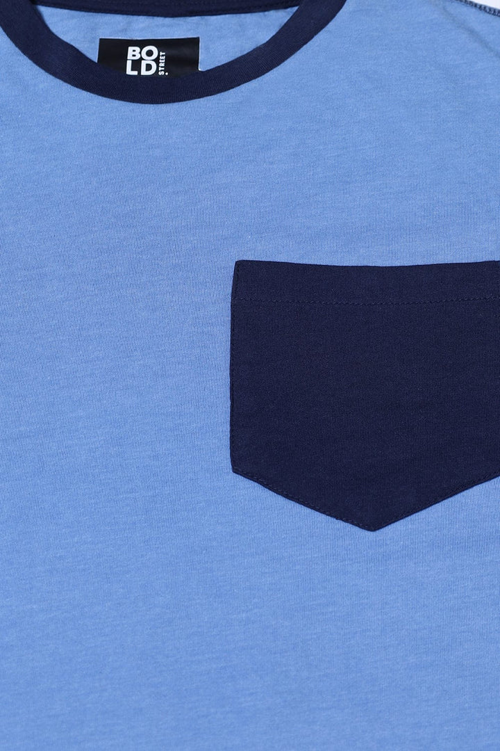 Bold Street Store -  Light Blue T-Shirt with Navy Pocket