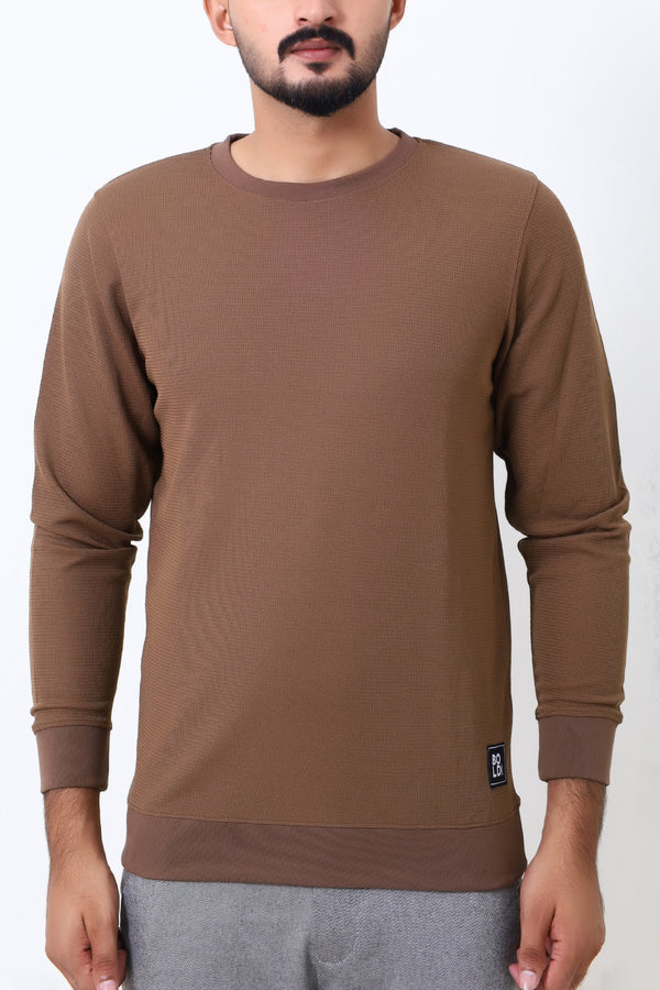 Mens Camel Thermal Sweat Shirt