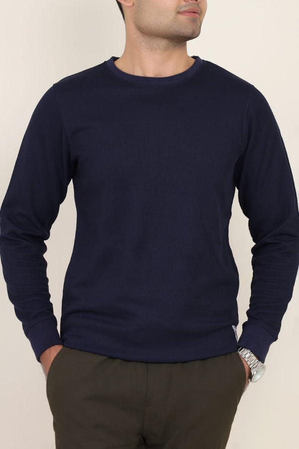 Men Navy Thermal Sweat Shirt