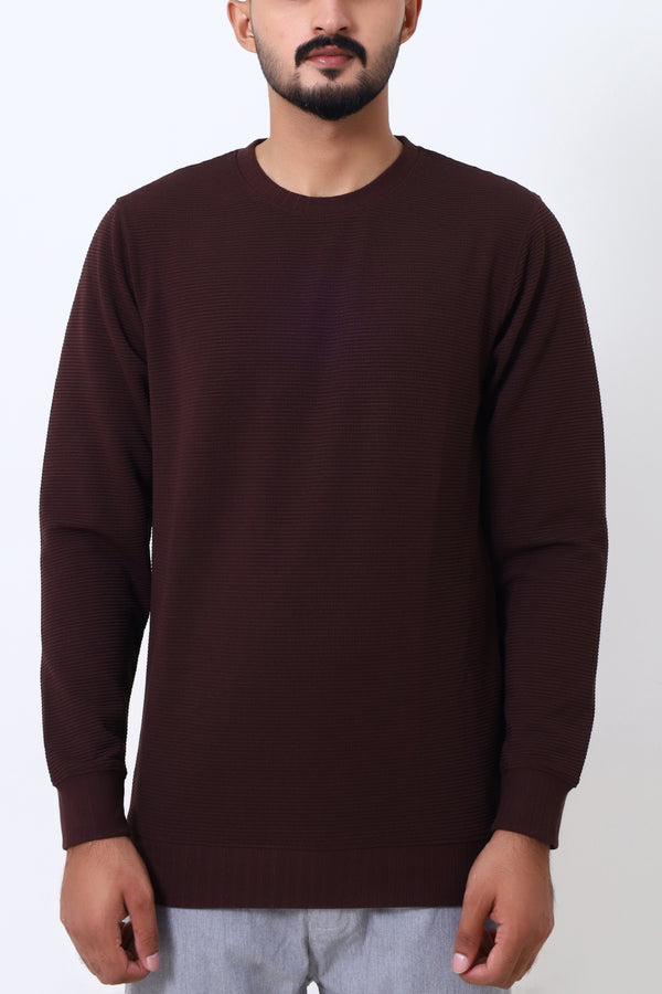 Men Brown Thermal Sweat Shirt