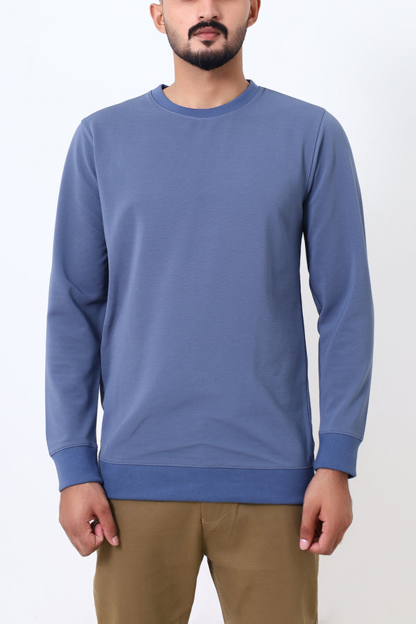 Men Sky Blue Sweat Shirt