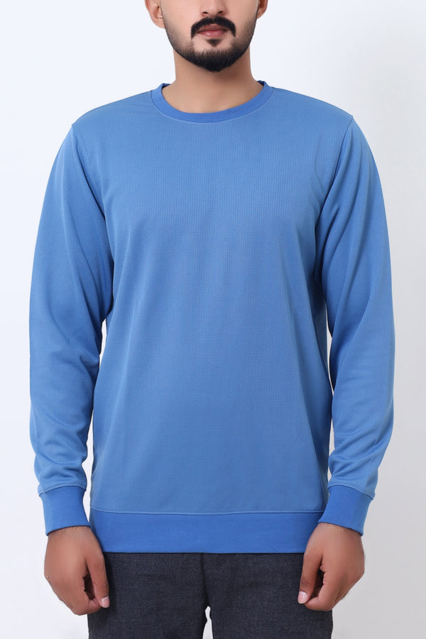 Men Sky Blue Thermal Sweat Shirt