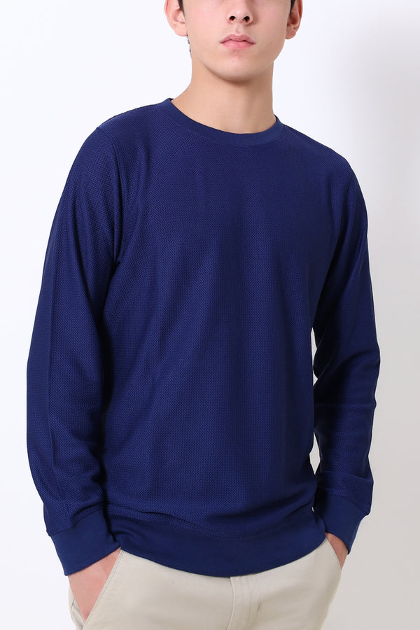 Men Navy Thermal Sweat Shirt