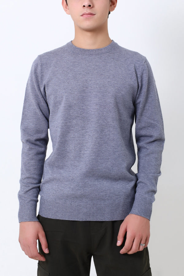 Men Grey Round Neck Sweater