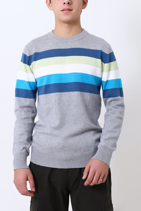 Men Grey Round Neck Sweater
