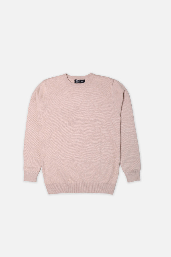 Men Cream Round Neck Sweater