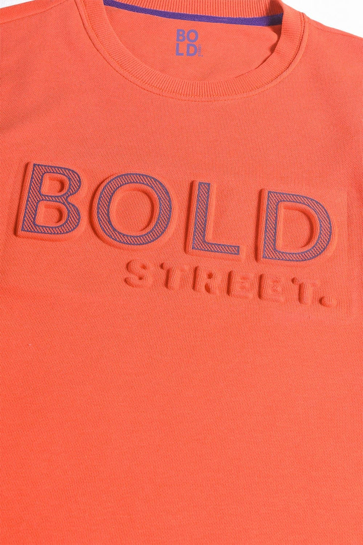 Bold Street Store -  Orange Sweat Shirt with Embossed Bold Street Logo