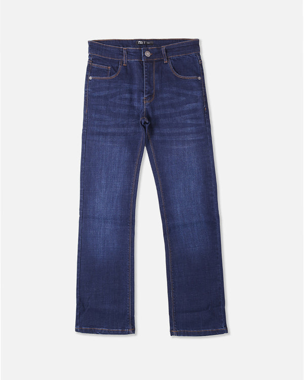 Women Dark Blue Bell Bottom Denim Pant