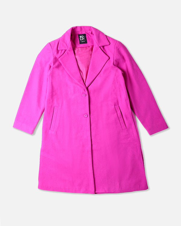 Women Shocking Pink Long Coat