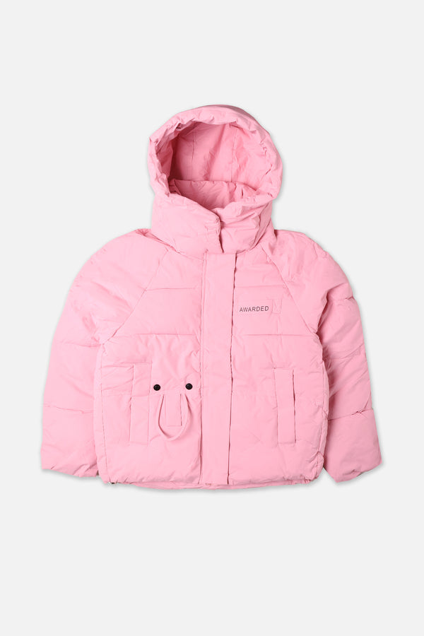 Women Pink Puffer Jacket With Hood