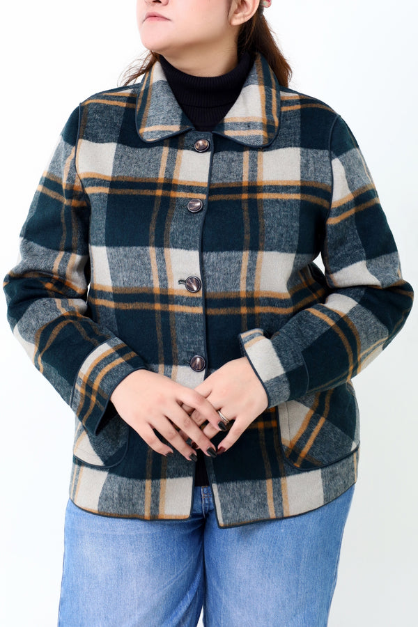 Women Sea Green Double Side Casual Coat