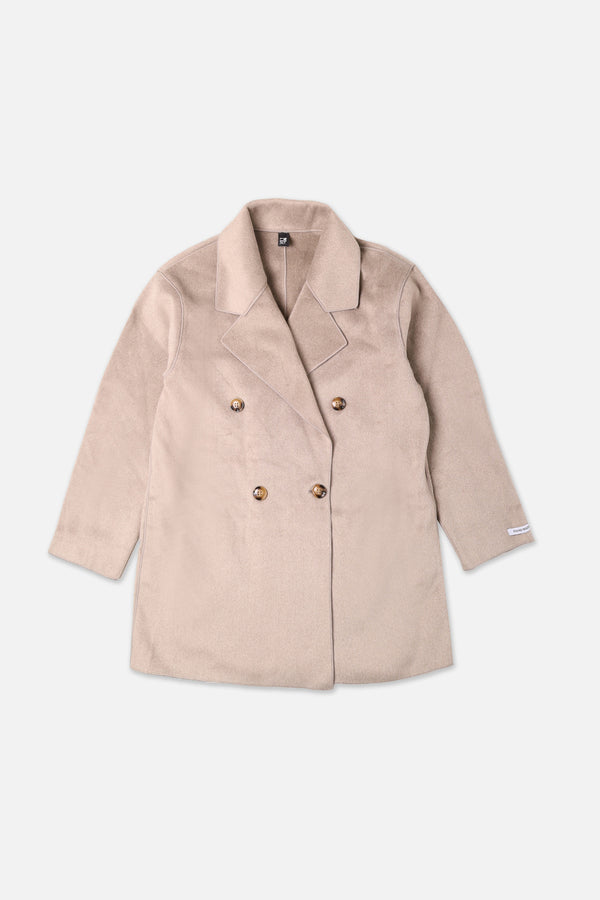 Women Beige Casual Coat