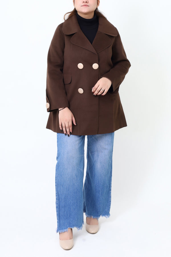 Women Chocolate Brown Casual Coat