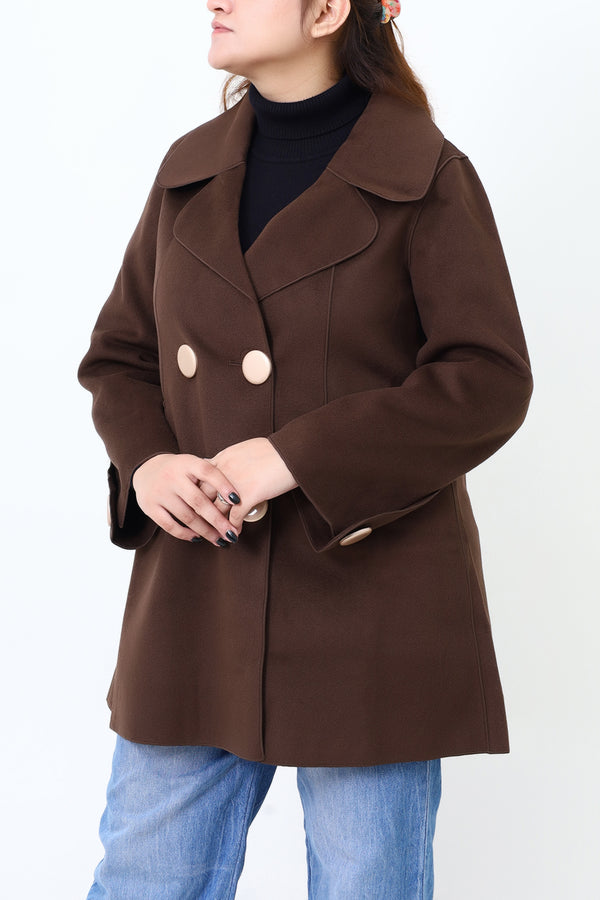 Women Chocolate Brown Casual Coat