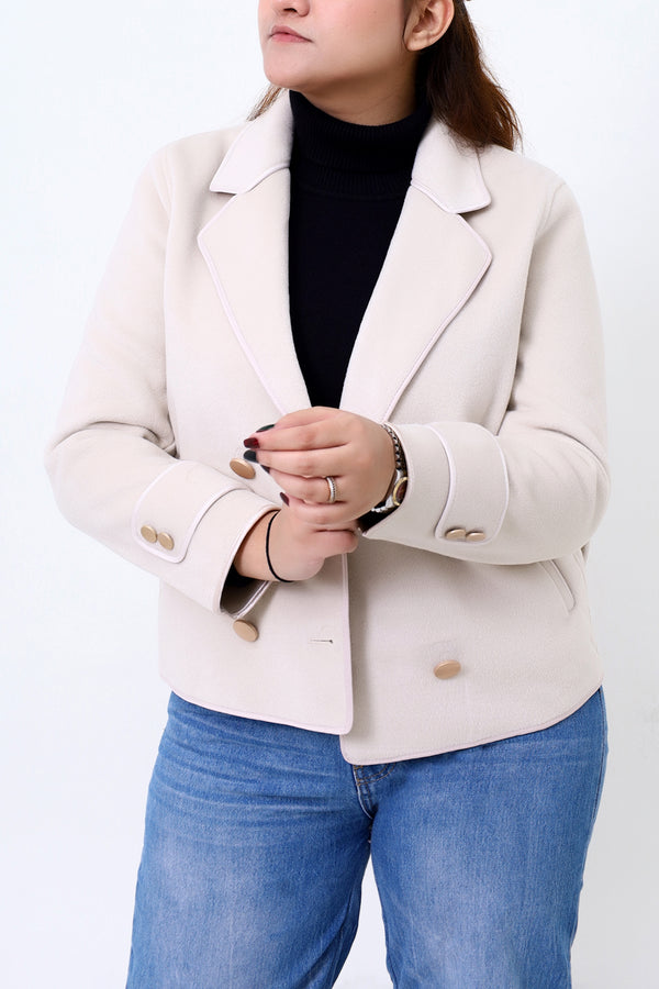 Women Cream Casual Coat