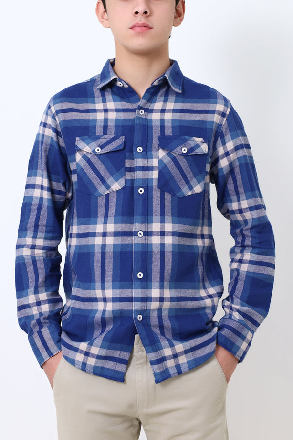 Men Blue Check Casual Shirt