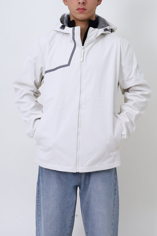 Men Off White Water Resistant Jacket