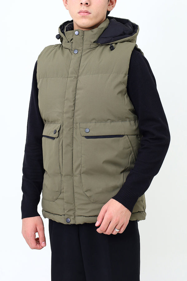 Men Olive Green Sleeve Less Jacket