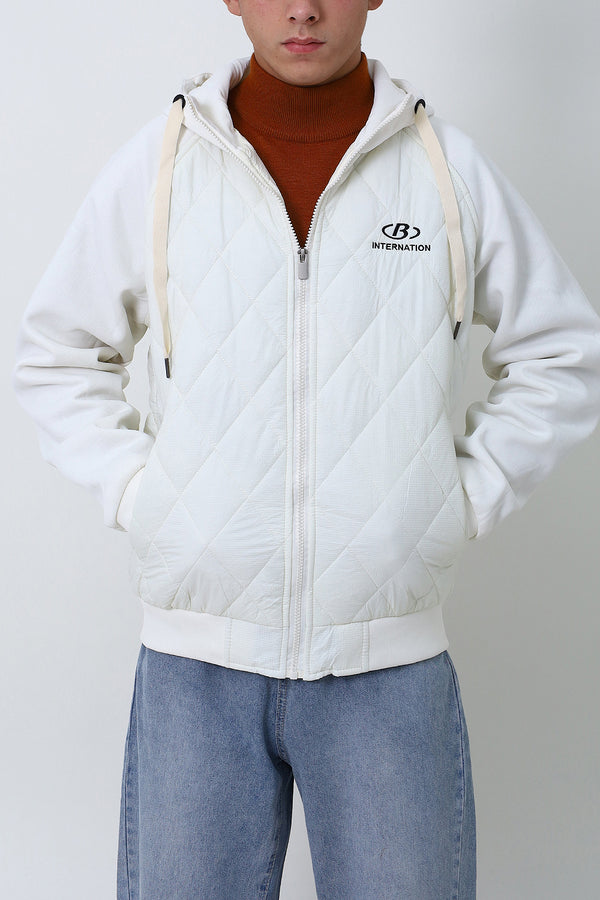 Men Off White Jacket With Hood