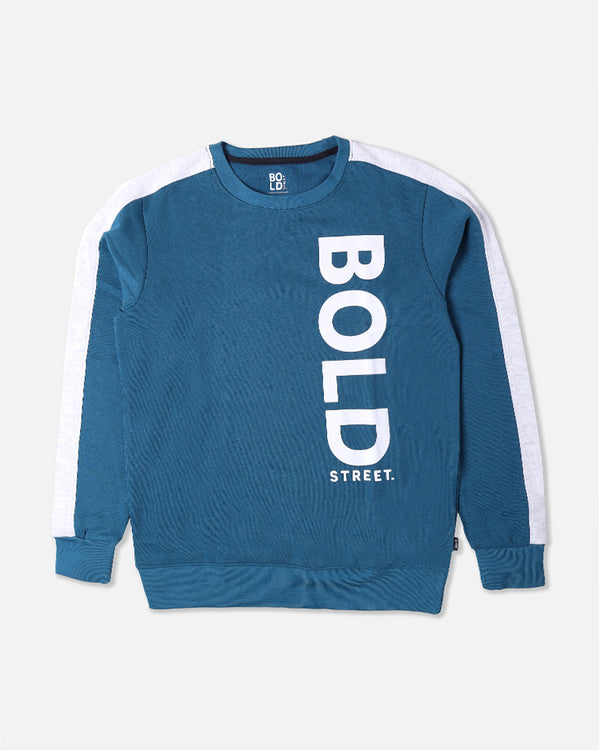 Mens Bold Printed Teal Sweat Shirt