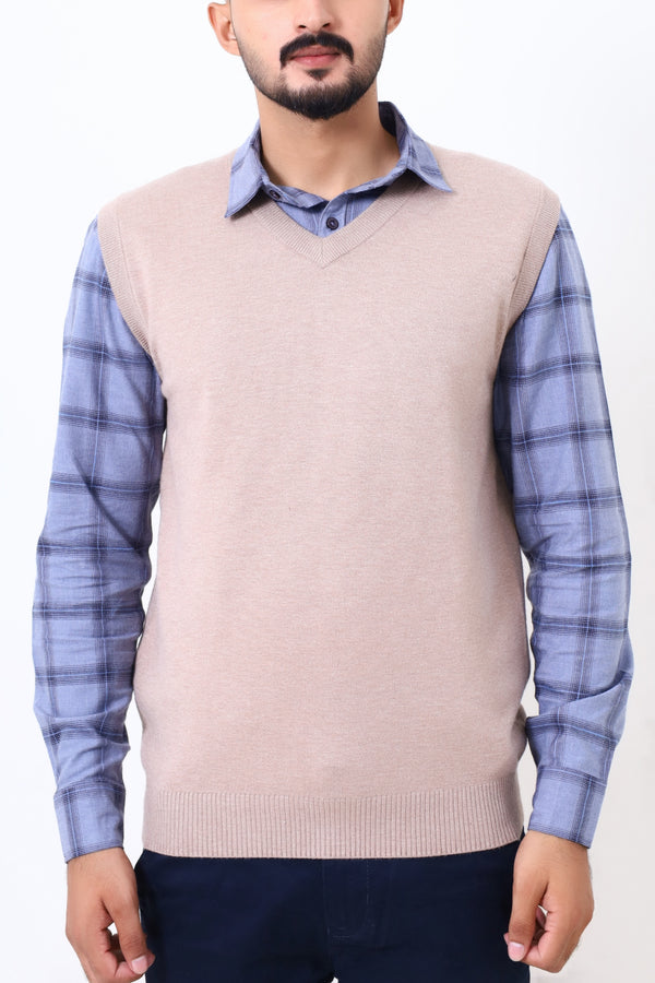 Men V-Neck Sleeve Less Sweater